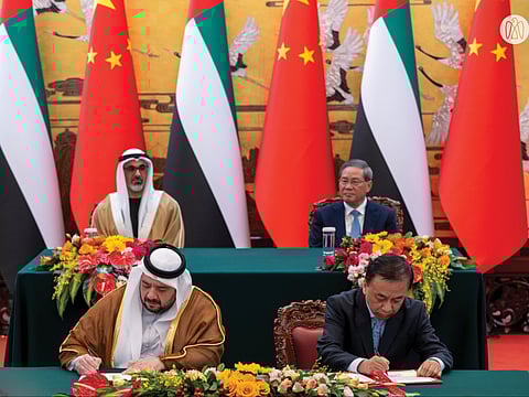 Sheikh Khaled and Li Qiang witnessed the signing of several memoranda of understanding to further strengthen the UAE–China partnership