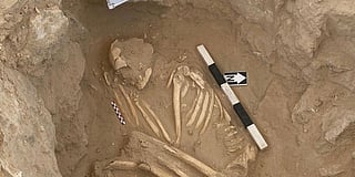Human skeletons found in a crouched burial position in Oman