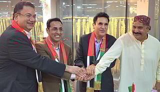 (2nd from left) Sardar Javed Yaqoob, Fraz Chaudhry and Malik Muhammad Ishaq during the solidarity event in Dubai.