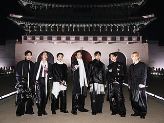 BTS posing for their concert at Gwanghwamun Square in Seoul.