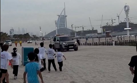 His Highness Mohammed bin Rashid Al Maktoum, Vice President and Prime Minister of the UAE and Ruler of Dubai, was seen in his car driving along Kite Beach