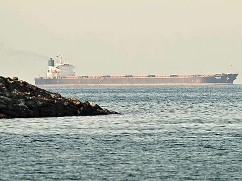 A cargo ship in the Strait of Hormuz.