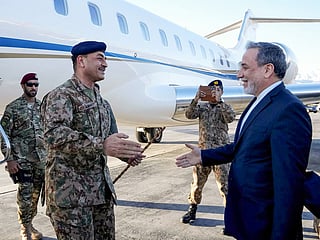 Pakistan’s army chief, General Asim Munir, receives a warm welcome on his arrival from Iran's foreign minister, Seyed Abbas Araghchi, in Tehran on Wednesday. 