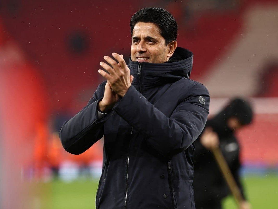 Paris Saint Germain's Qatari president Nasser al-Khelaifi lead the team as they paid tribute to the Hillsborough disaster victims 