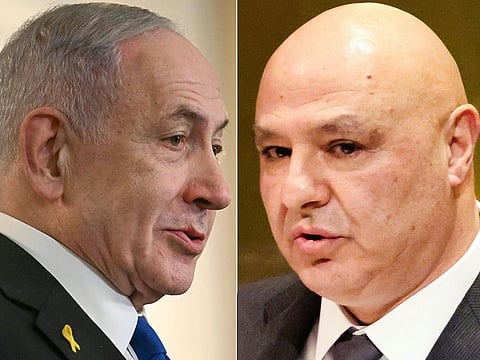 Israeli Prime Minister Benjamin Netanyahu (L) and Lebanese President Joseph Aoun (R).