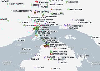 The queue of ships crossing Panama Canal as of 6.35am Asia time, April 17, 2026.