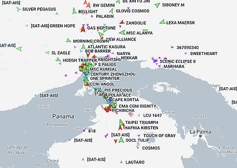 The queue of ships crossing Panama Canal as of 6.35am Asia time, April 17, 2026.