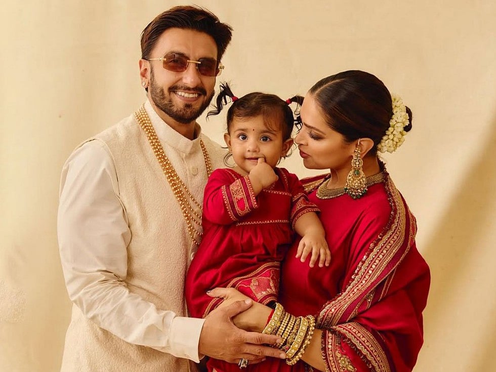 Deepika Padukone and Ranveer Singh with their daughter Dua