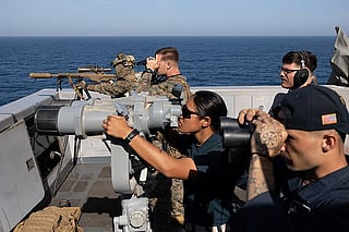 US Marines from the 31st Marine Expeditionary Unit, and Sailors assigned to amphibious transport dock ship USS New Orleans (LPD 18) support blockade operations against Iran.
