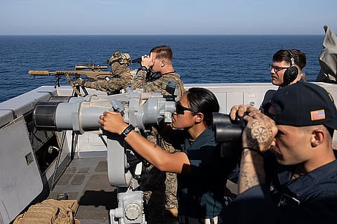 US Marines from the 31st Marine Expeditionary Unit, and Sailors assigned to amphibious transport dock ship USS New Orleans (LPD 18) support blockade operations against Iran.