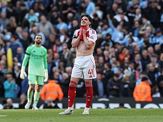 Whilst visible disappointed Arsenal's English midfielder Declan Rice feels there's still hope for his side in the Premier League title race 