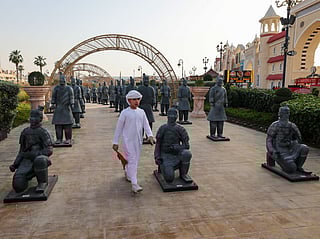 A young visitor at Global Village's new installation of Terracotta Warriors Army.  