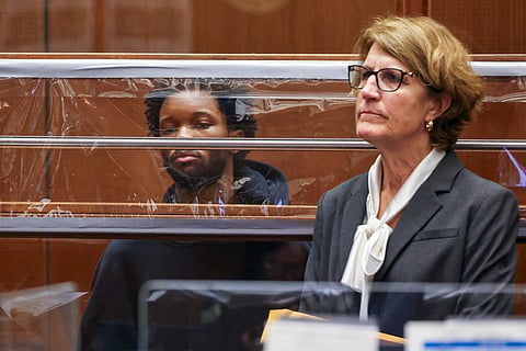 US singer D4vd is seen during his arraignment at Clara Shortridge Foltz Criminal Justice Center in Los Angeles, on April 20, 2026.