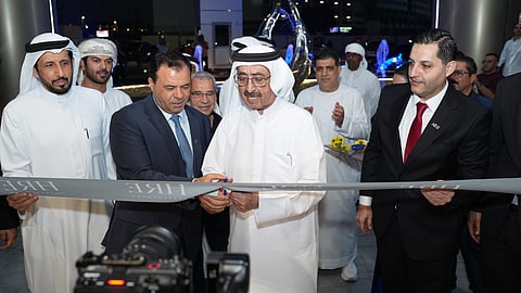 From left: Hussein Ibrahim, Vice Chairman and Administrative Manager at HRE Development, Mohamed Adib Hijazi, Chairman at HRE Development, and Sheikh Hasher Bin Maktoum Bin Juma Al Maktoum, Chairman of Dubai Media Incorporated, at the handover ceremony