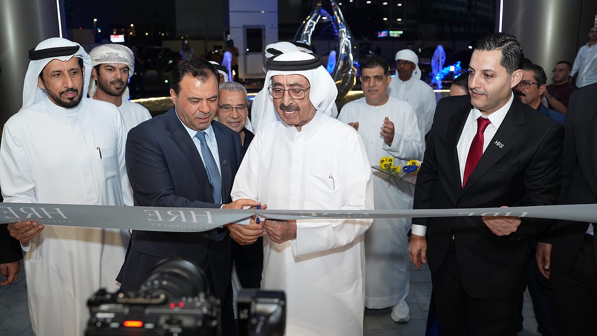 From left: Hussein Ibrahim, Vice Chairman and Administrative Manager at HRE Development, Mohamed Adib Hijazi, Chairman at HRE Development, and Sheikh Hasher Bin Maktoum Bin Juma Al Maktoum, Chairman of Dubai Media Incorporated, at the handover ceremony