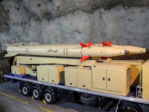 An Iranian Kheibarshekan missile at an undisclosed location in Iran.  Iran has reportedly regained access to most missile sites overlooking the Strait of Hormuz, according to intelligence assessments cited by The New York Times.