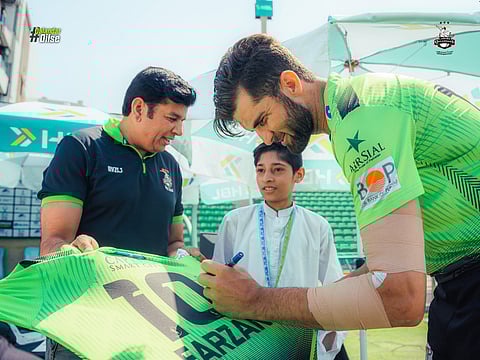 Shaheen Shah Afridi with his fan 