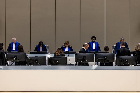 Judges of the ICC Appeals Chamber at the delivery of the judgment on jurisdiction in the Duterte case