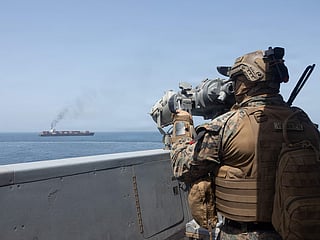 US forces patrolling the Arabian Sea near the Touska, an Iranian-flagged cargo ship. 