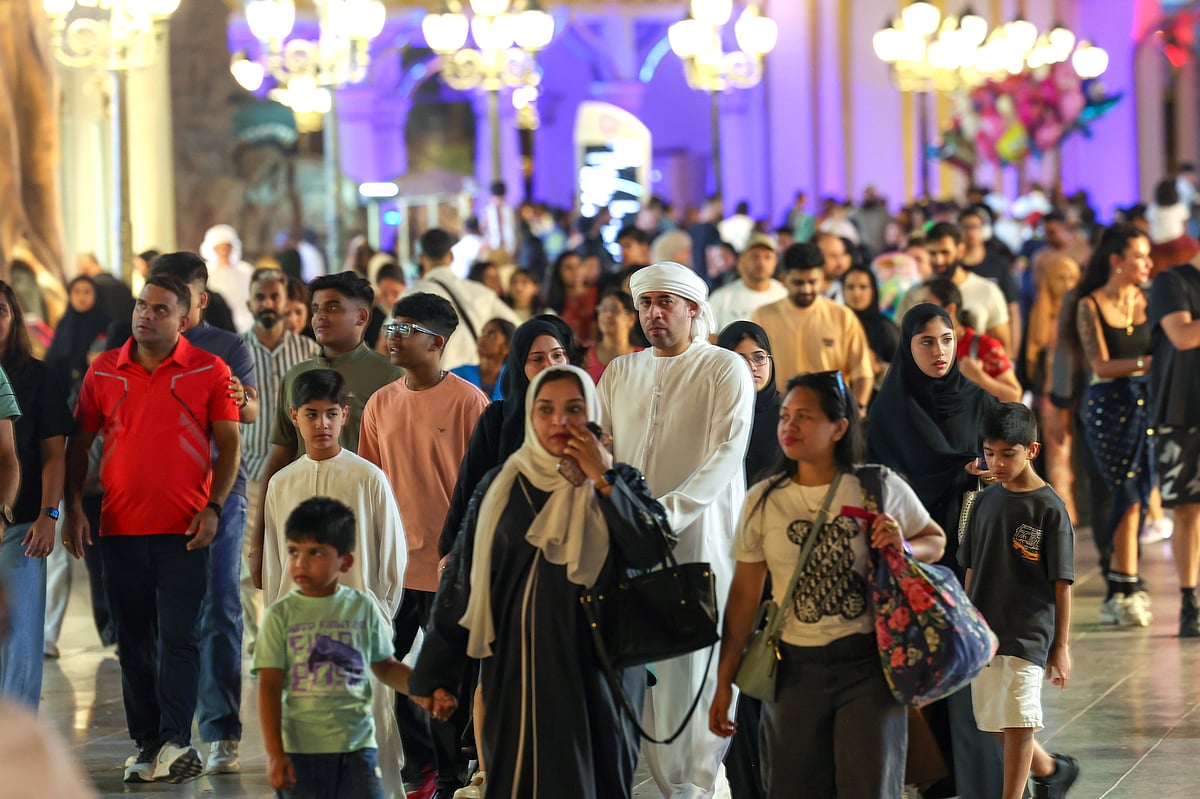 Visitors throng the Global Village on the first weekend of reopening