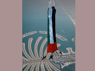 A look at the dramatic 'Raise The Flag' jump, signaling Skydive's re-opening