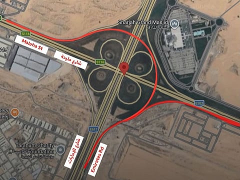 Key ramp linking Emirates and Maliha roads affected by ongoing construction.