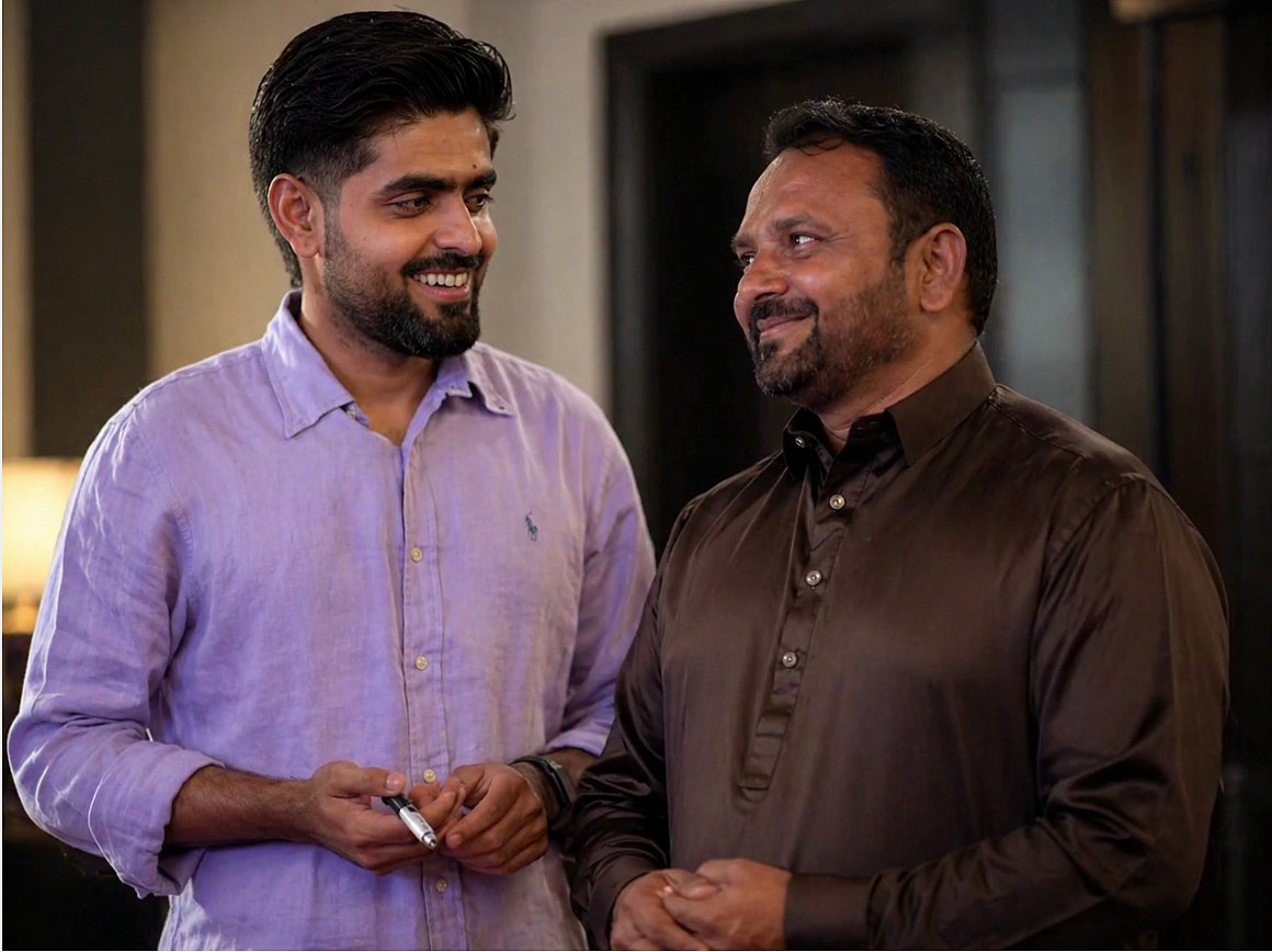 Babar Azam shares a heartfelt moment with a fan after a surprise meeting arranged by Peshawar Zalmi.