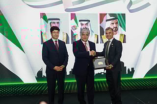 Pakistan Ambassador Shafqat Ali Khan (centre) receiving 