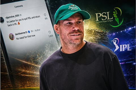 David Warner has hit back at a fan after being told to quit PSL and return to IPL
