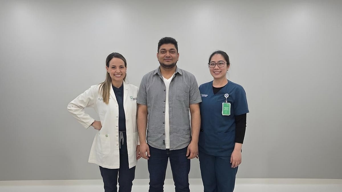 Dr Jessica Schwarts Pumar (left), Specialist ENT and Sleep Surgeon at American Hospital Dubai, with the patient and her team