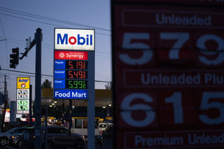 Gasoline prices are displayed at a Mobil gas station on Wednesday, April 29, 2026, in Portland, Ore. (AP Photo/Jenny Kane)