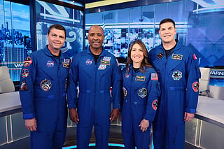 Artemis II Astronauts and NASA Administrator Jared Isaacman Visit "Varney & Co" at Fox Business Network Studios on May 01, 2026 in New York City.