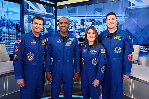 Artemis II Astronauts and NASA Administrator Jared Isaacman Visit "Varney & Co" at Fox Business Network Studios on May 01, 2026 in New York City.