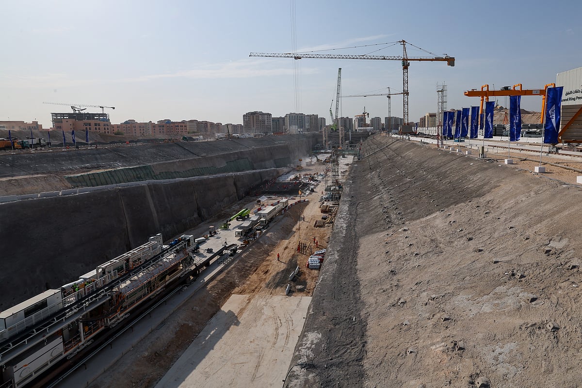 Construction work in full swing at Dubai Metro Blue Line in International City. Photo: Virendra Saklani/Gulf News