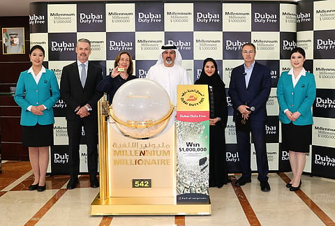Officials during the Millennium Millionaire Duty Free Draw on Wednesday
