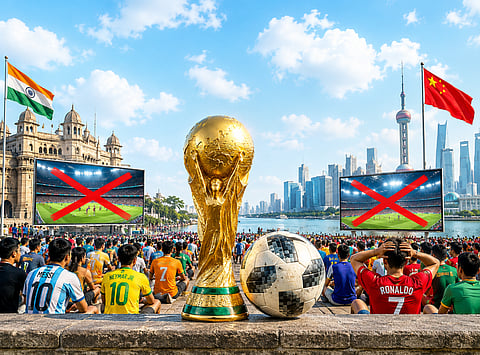 No broadcasting rights in India or China