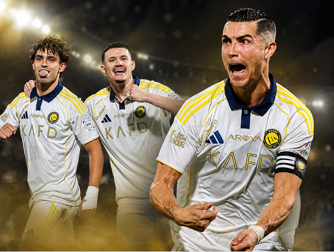 Ronaldo celebrating his 100th Saudi Pro League goal