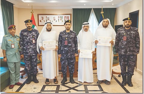 Drivers honoured by Umm Al Quwain Police after 50 years of safe driving experience.