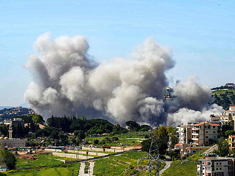 Smoke rises following Israeli bombardment on the town of Nabatieh in southern Lebanon 