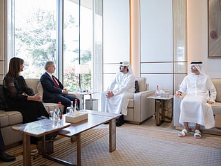 Sheikh Maktoum bin Mohammed bin Rashid Al Maktoum, First Deputy Ruler of Dubai, Deputy Prime Minister, and Minister of Finance, meets with Louis Ferla, CEO of Cartier.