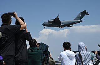 US Air Force C-17s land ahead of Trump visit