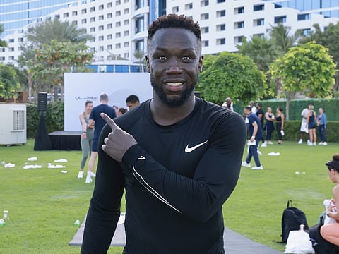 Bacary Sagna attended Rio and Kate Ferdinand's One Body Co coummunity fitness event 