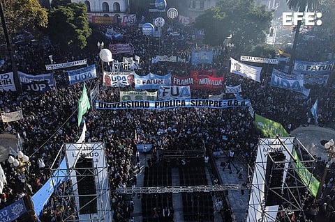 A massive march in Buenos Aires, with replicas in other cities of Argentina, demands that Javier Milei's Government allocate funds to public universities, suffocated by the Executive's austerity measures.