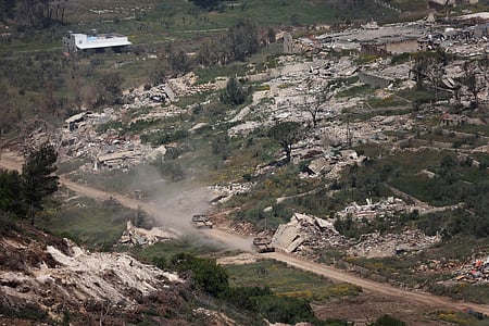 Lebanon: Military vehicles of the Israeli Defense Forces patrol in southern Lebanon, as seen from northern Israel, on May 11, 2026. 