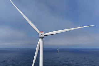 FILE - Turbines are visible at Sunrise Wind offshore wind farm that is under construction off the coast of Montauk Point, New York, April 23, 2026.