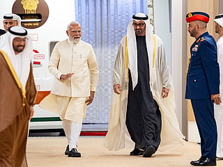 UAE President His Highness Sheikh Mohamed bin Zayed Al Nahyan welcomed Indian Prime Minister Narendra Modi upon his arrival in the United Arab Emirates. The visit marks the first stop of PM Modi’s multi-nation diplomatic tour, underscoring continued high-level engagement between the two nations.