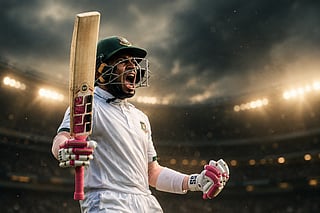 Bangladesh's Mushfiqur Rahim celebrates after scoring a century (100 runs) during the third day of the second Test cricket match between Bangladesh and Pakistan at the Sylhet International Cricket Stadium in Sylhet on May 18, 2026.