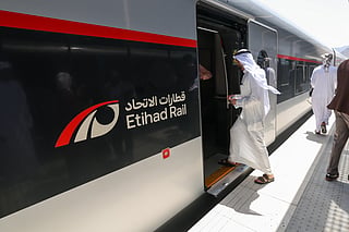 Etihad rail Fujairah passenger station and the train ride during a media preview. 