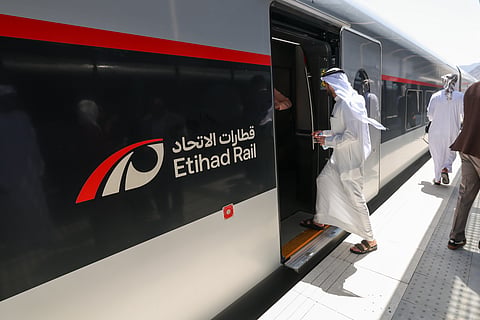 Etihad rail Fujairah passenger station and the train ride during a media preview. 