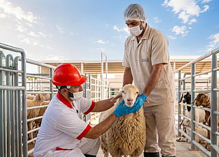 A total of 11,022 sacrificial animals were received over the two days, including 2,719 on the Day of Arafat and 8,303 on the first day of Eid.